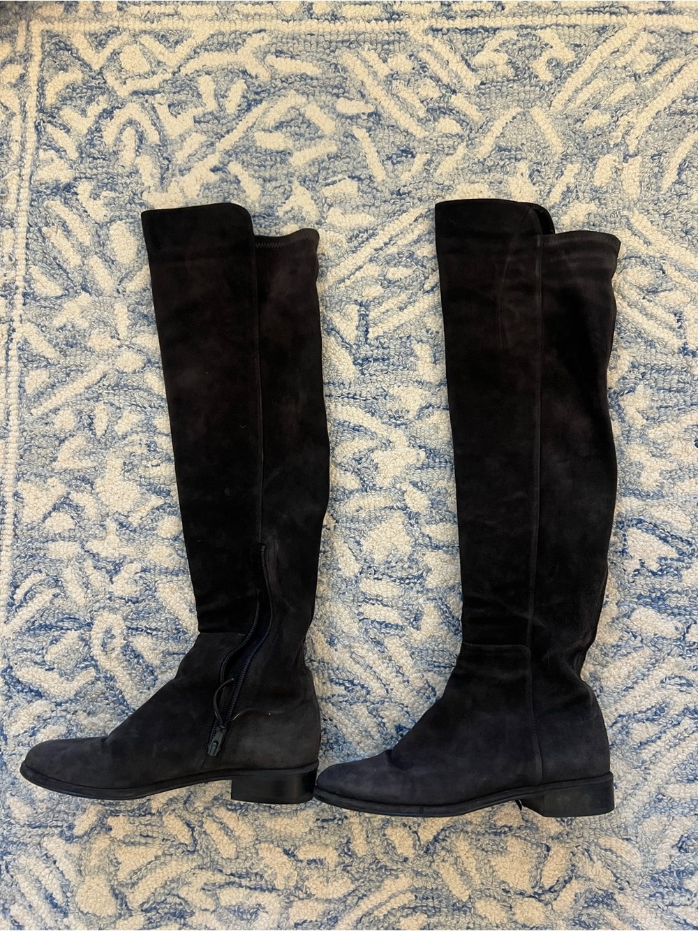 Stuart Weitzman Grey/Black Over-the-Knee Suede Boots